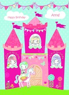 birthday card pink castle